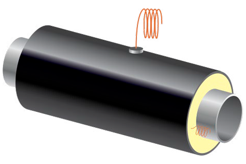 Элемент трубопровода теплогидроизолированный ППУ с кабелем вывода